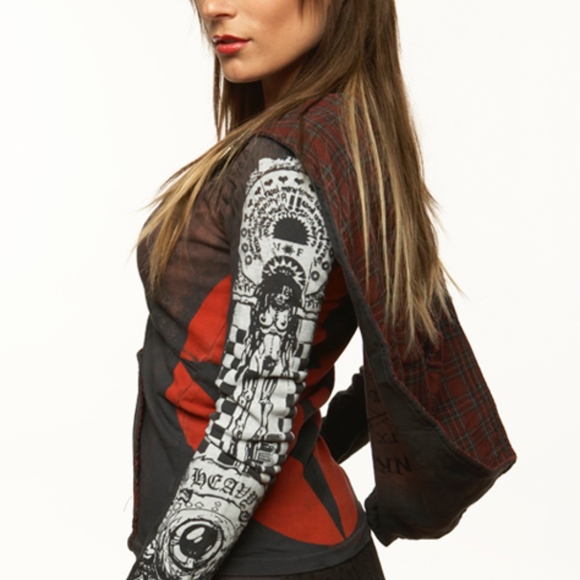 NEW JUNKER DESIGNS GRAY WOMENS HOODED SWEATSHIRT - Picture 3 of 8